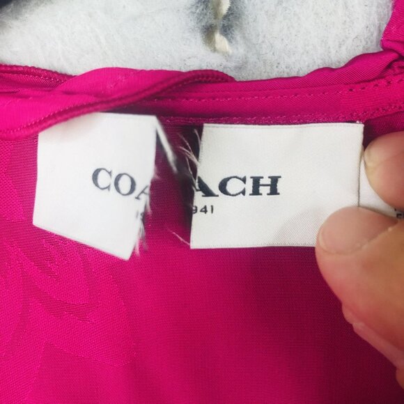 Coach 1941 Dress Womens 0 Fuchsia Ruffle Studded Floral Jacquard Viscose 232843 - Picture 3 of 16
